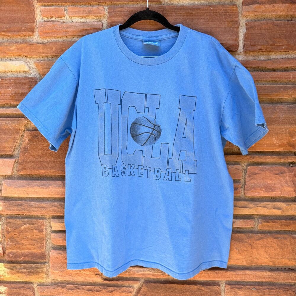 Vintage UCLA Bruins Gold Standard Basketball T Shirt Blue Faded Men’s Large